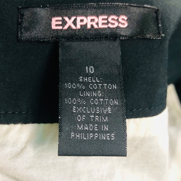 EXPRESS Black Cotton @Knee Embroidered Flowers Mesh Cut Outs A-Line Skirt~10 - Picture 8 of 8